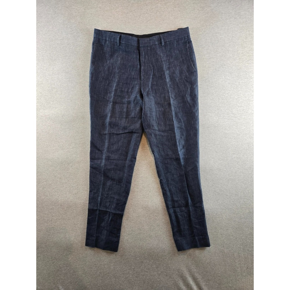 COS Linen Cotton Blend Pants Mens 36R 36x31 Navy Blue Lightweight Summer Chino‎